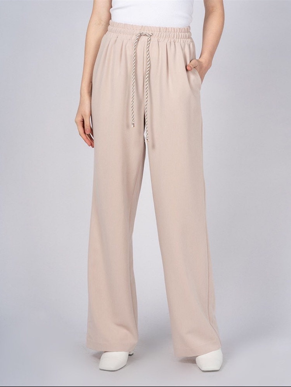 Elastic wide leg pant